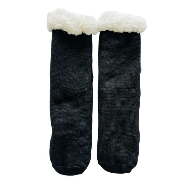 Adult Thermal Sherpa Slipper Socks with Floor Grips Set of 2