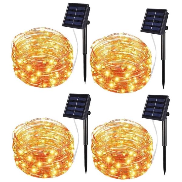 GigaBloc - 10m LED Solar Outdoor Christmas Lights - String Fairy Light - Pack of 4