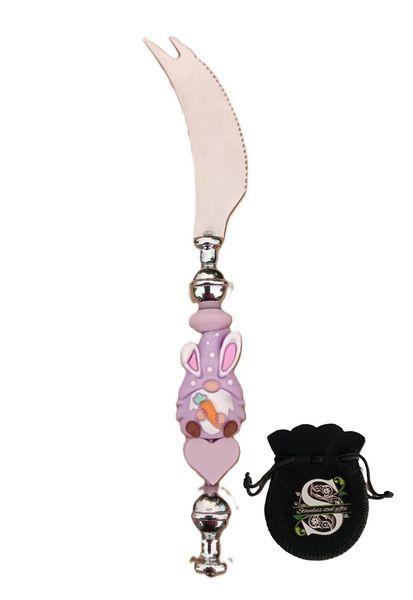 Easter Bunny Cheese Knife - Steel Blade and Silicone Bunny - Purple