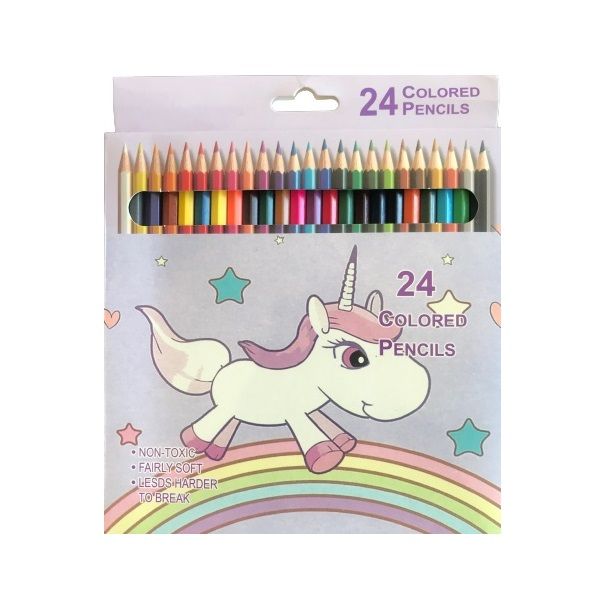 24 Colouring Pencils in a Unicorn Box