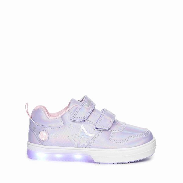 Bubblegummers Girls Neon Lilac/Pink Hook and Loop Sneakers