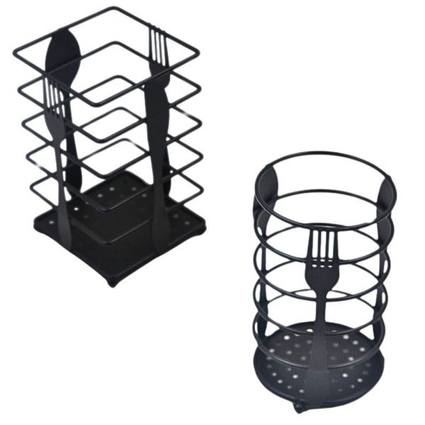 Black Cutlery Utensil Holder Set