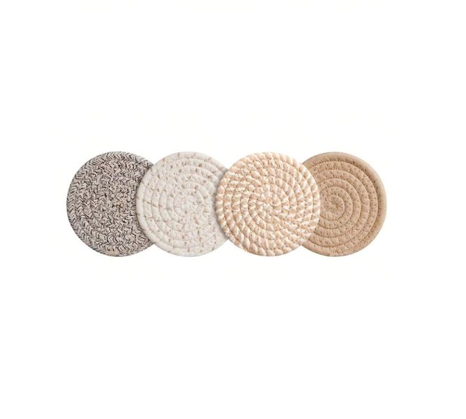 Minimalist Cotton Woven 4 Colors Absorbent Coaster Set for Home Decor