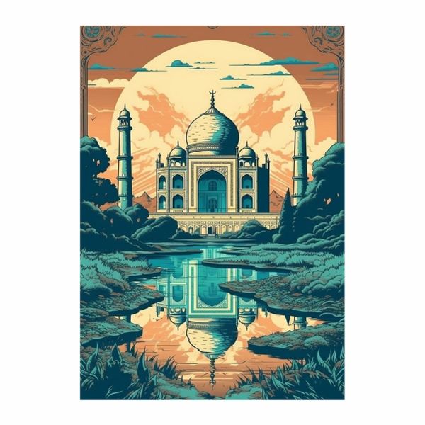Taj Mahal Cartoon Poster - A1