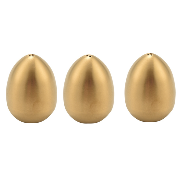 Stainless Steel Pepper Shaker Egg Shaped Salt Shaker Set Gold, 3 Piece
