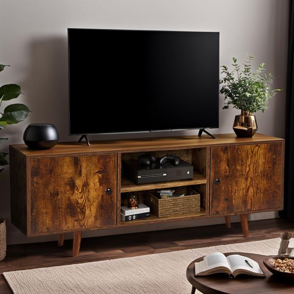 TV Stand Wooden Entertainment Center Media Console Table Storage Cabinet