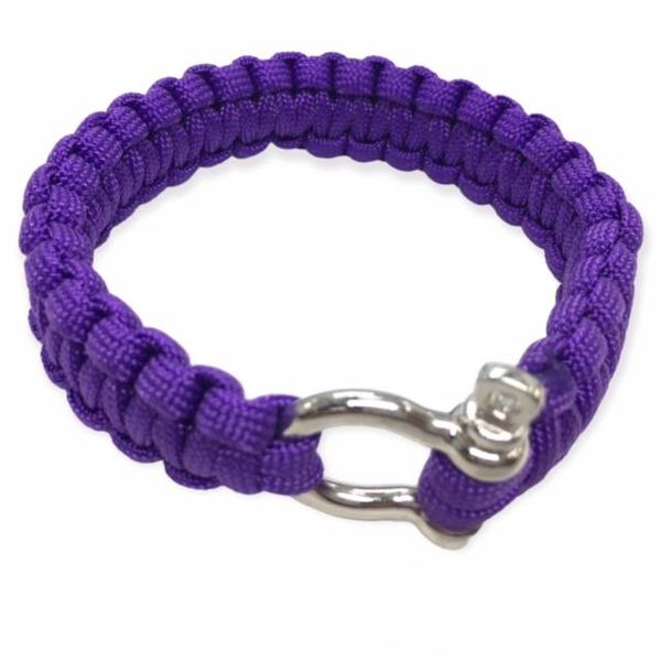 Paracord Hand Bracelets 25cm Metal Lock - Purple