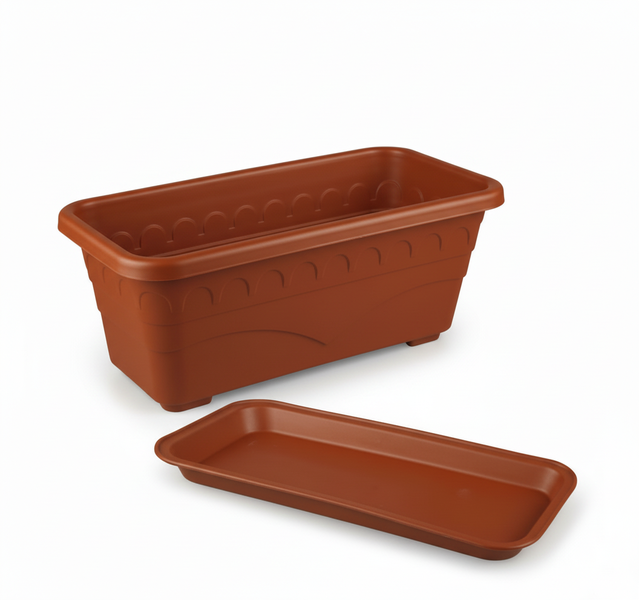 Rectangular Planter with Tray - 30 cm x 16 cm x 12 cm for Indoor/Outdoor