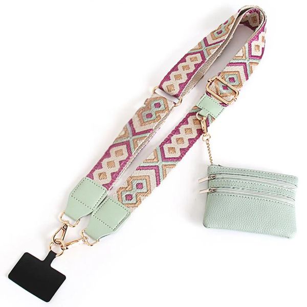 Bestby - Boho Jacquard Phone Lanyard Crossbody Bag Strap with Wallet
