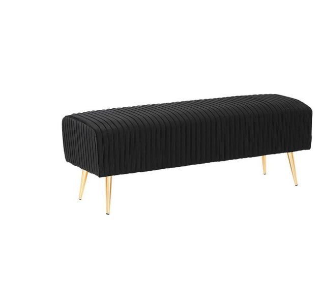 Vunene Velvet Upholstered Seating Bench - Black