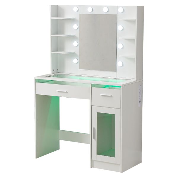 Decorative Lighting-Inspired Dressing Table - Glass Tabletop
