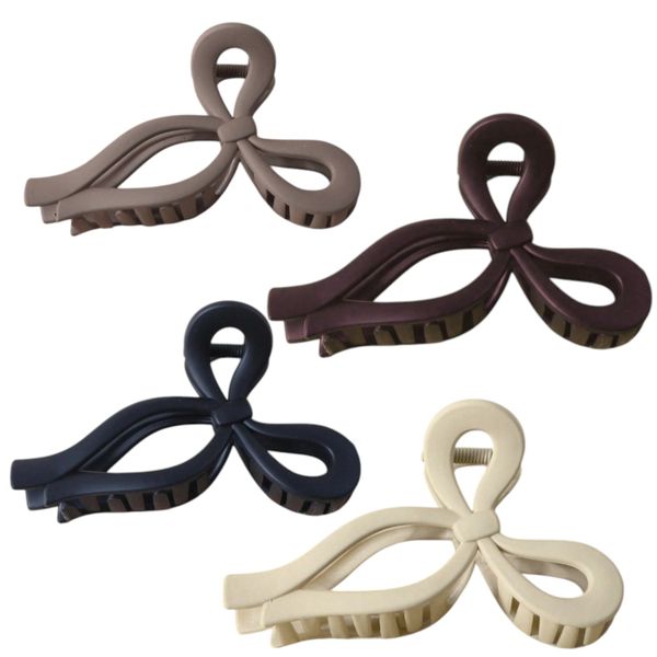 4 Piece - Bow Hair Claw Clip Set - Neutrals