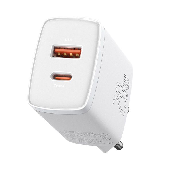 Fast Charger with 1 USB-A and 1 USB Type-C 20W EU White Gerlax A5