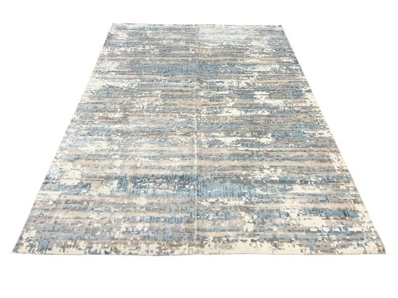 Beautiful Modern Machine Made Carpet - Grey - Blue Beige Rug - 340 x 240cm