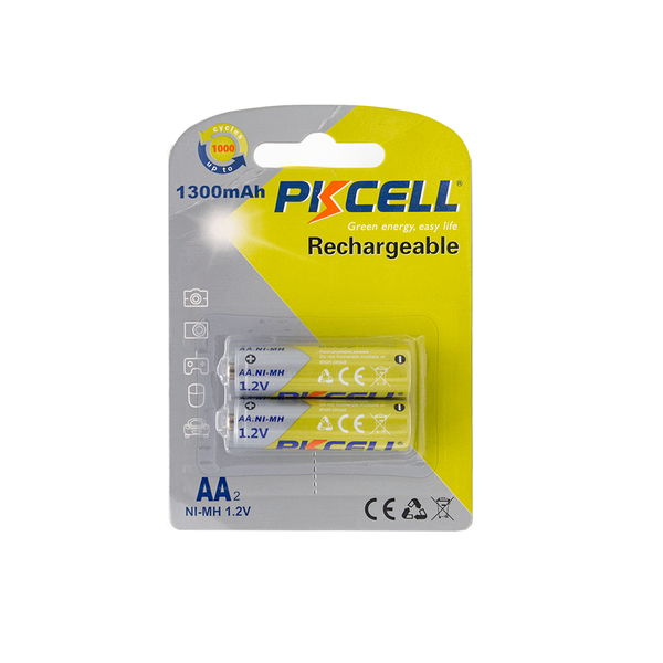 PKCELL Ni-MH AA Battery 1300mAh-2B 2Pcs 1.2V