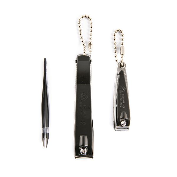 Kellermann Toenail and Nail Clippers + Tweezers in Black and Silver 3 Piece