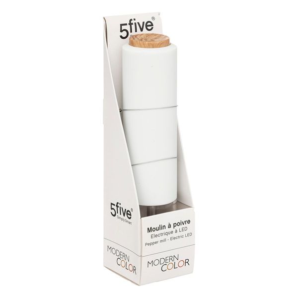5five White Ceramic Electric Pepper Mill with Led Light 35cm