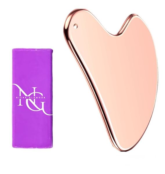 Rose Gold Stainless Steel Gua Sha and Niche Nourishing Soap Skincare Set
