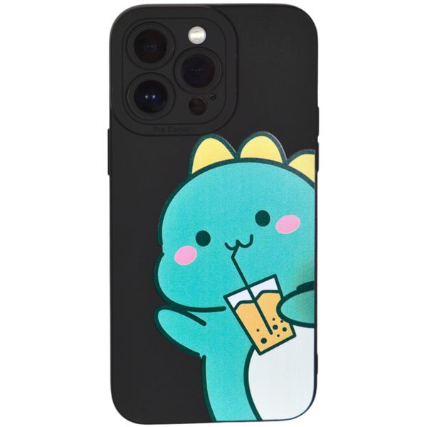 Black - Phone Case with Cute Green Dino &amp; Pro Cam 14 Pro Max