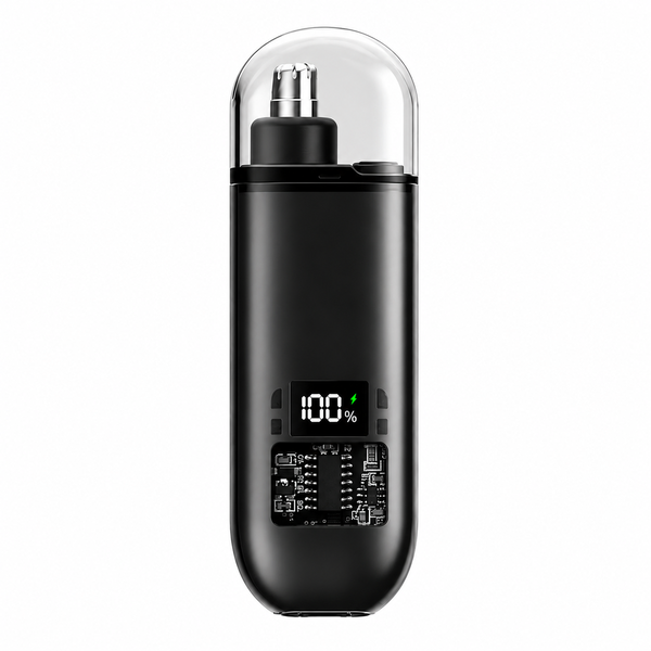 USB Rechargeable Electric Nose &amp; Ear Hair Trimmer with Digital Display Blck