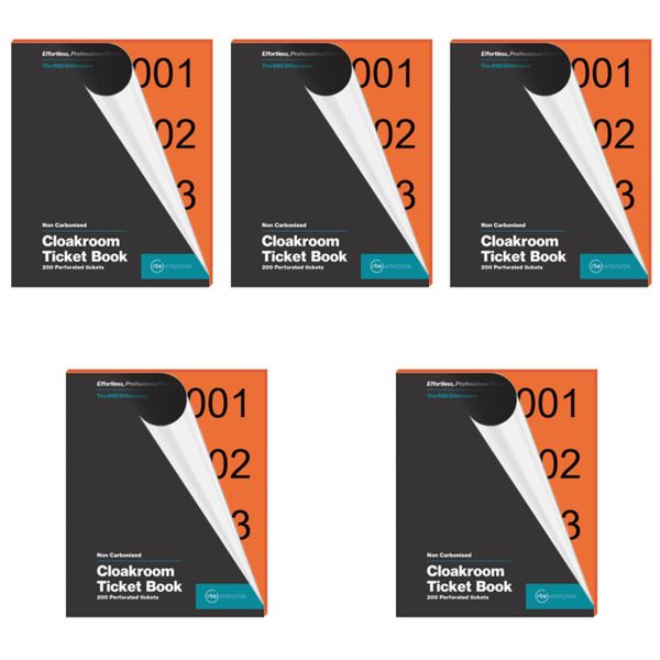 RBE Cloakroom Ticket Books Orange 5's