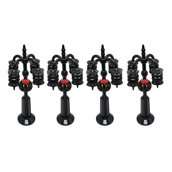 4Pcs Miniature Christmas Street Lamps Post Park Bench Mini Street Light Mod