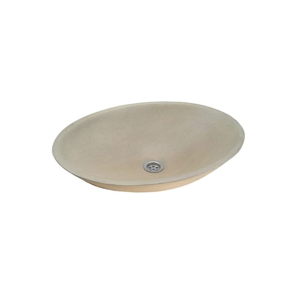 Sandstone Concrete Oval Basin 50x35x15cm - High strength, chip resistant