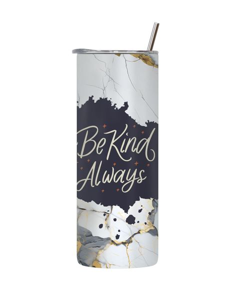 Kind 20 Oz Tumbler with Lid Straw Trendy Motivational Words Graphic Gift142