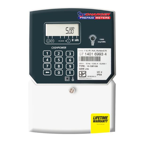 Recharger - Gemlite Single Phase 80Amp Prepaid Electricity Meter