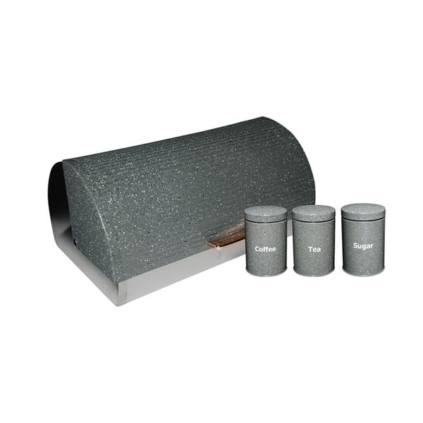 DH - Dotted Bread Bin with 3 Piece Canister Set - Grey