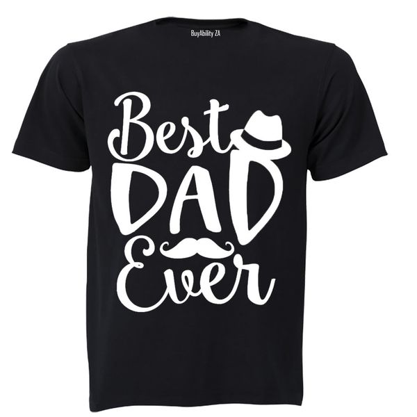 Best Dad Ever - Hat + Mustache - Mens - T-Shirt - Grey