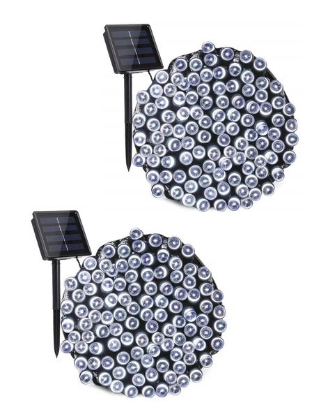 Solar LED Fairy Light 10M White Pack of 2