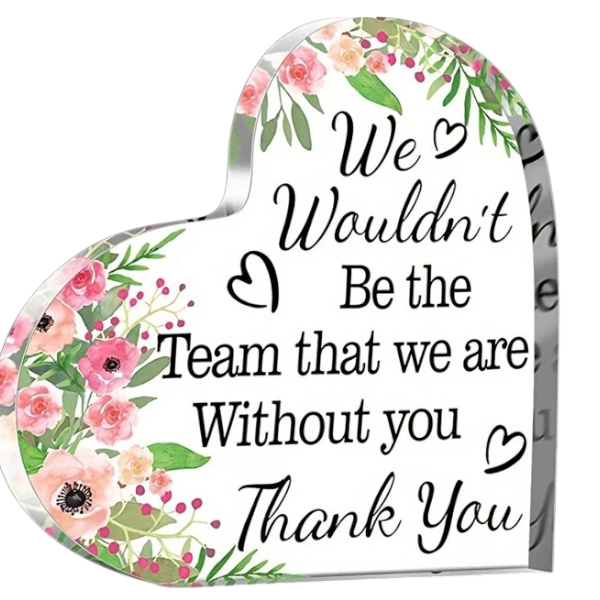 Floral Design Heartfelt Team Appreciation Acrylic Keepsake Ornament - Clear