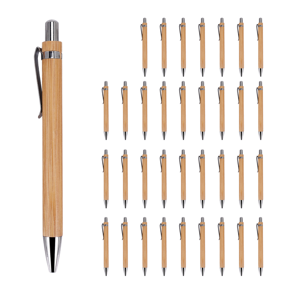 35 Pcs Office and School Supplies Sustainable Pen Bamboo Retractable Ballpo