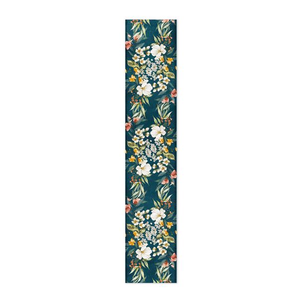Dark Aqua Flowers Table Runner by Mark van Vuuren