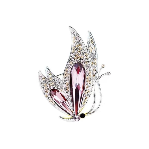 Vintage Purple Rhinestone Butterfly Brooch | Elegant Women Girls