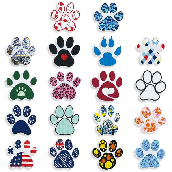 18 Pcs Dog Paw Embroidered Patches Bulk for DIY, 6x6cm, Sew On/Iron On