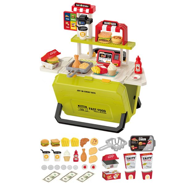 55 Pieces Kids Play Kitchen Toys BBQ Kitchen Playset - Pink