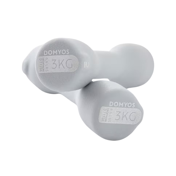 Domyos Fitness Dumbbells Easy Set Of 2 x 3 Kg - Grey
