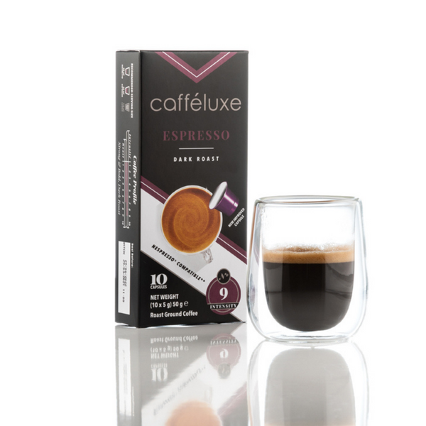 Caffeluxe Nespresso Compatible Dark Roast Espresso Coffee Capsules | 10 Box