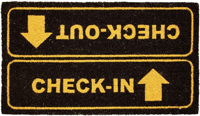 Indoor/Outdoor Check-in Check Out Non-Slip Doormat