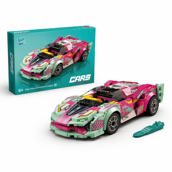 300 Piece - Building Block Sports Car Model - Pink