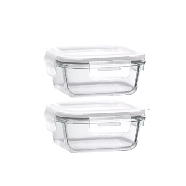 750ml Heat-Resistant Square Glass Food Containers - 2 Pack