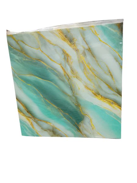 Luxury Marble Effect Wallpaper - Teal Green &amp; Gold Veins 10 pieces
