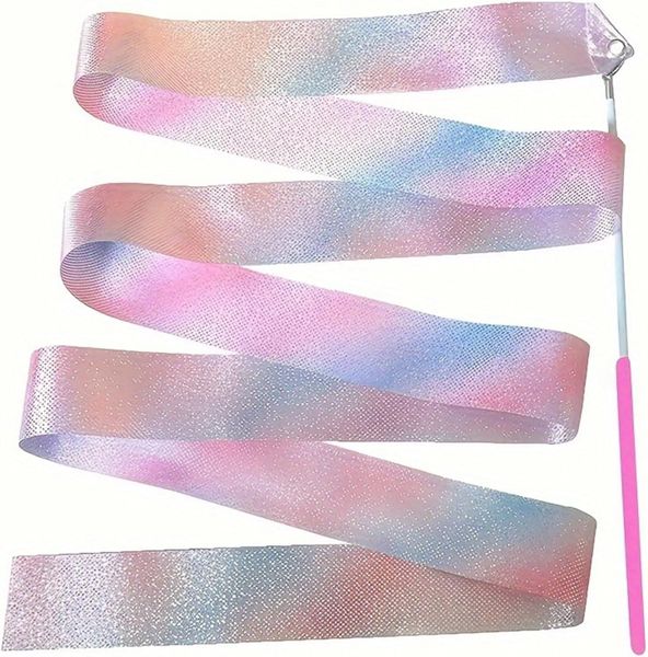 Junior Gymnastic Ribbon,Ribbon Dancer Twirler Batons,Rainbow Ribbon Twirler