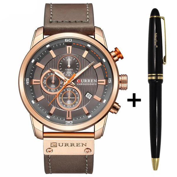 Curren Brown Leather Strap Men's Quartz Watch image