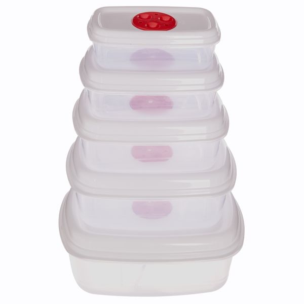 5five Transparent Plastic Microwave Steamer with Lid 5Piece Set