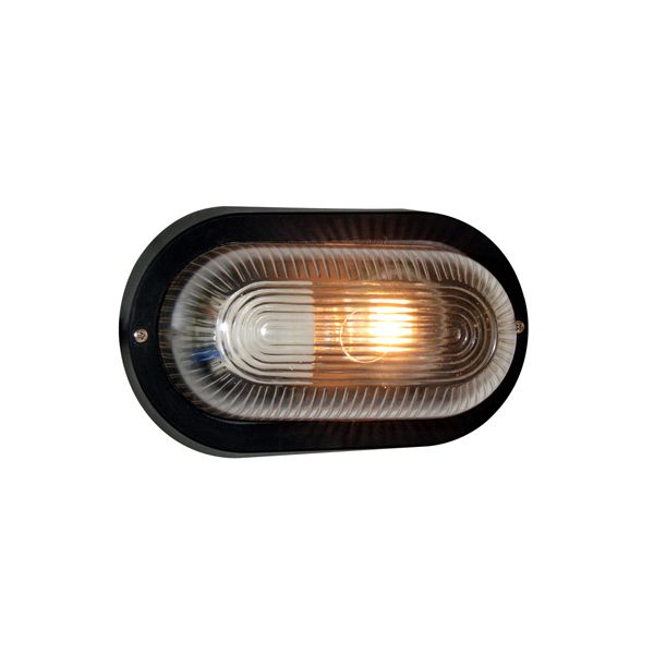 Eurolux - Oval Plastic Bulkhead Black 60W