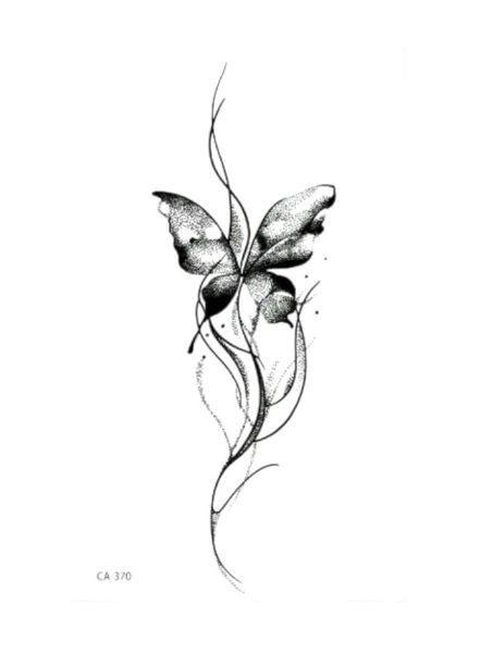 1 Piece - Elegant Butterfly Design Temporary Tattoo - Black