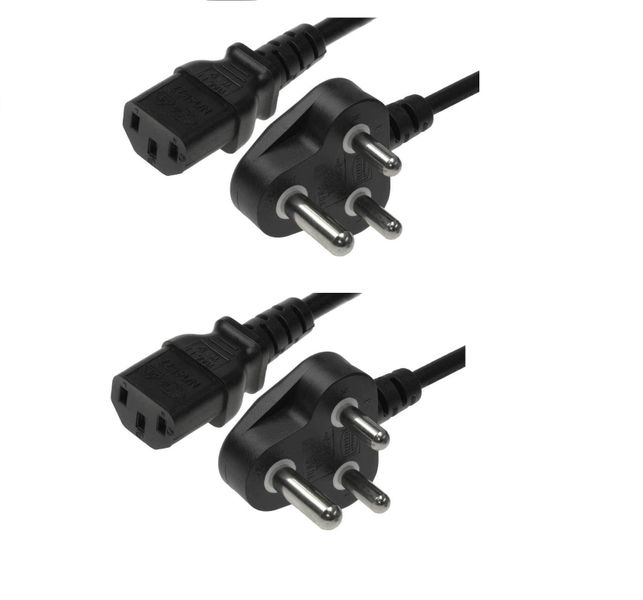 1.5 Meter PC Power Cable 3-Pin SA Electrical Plug to Kettle Cord Pack of 2